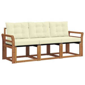 vidaXL Conjunto de Sof&aacute;s para Exterior 3 unid. Natural e Creme