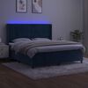 vidaXL Cama box spring c/ colch&atilde;o/LED 180x200 cm veludo azul-escuro