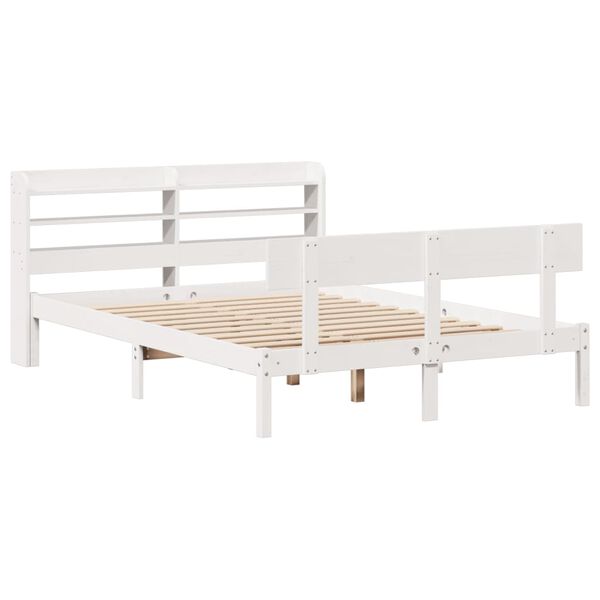 vidaXL Cama sem colch&atilde;o 135x190 cm madeira de pinho maci&ccedil;a branco