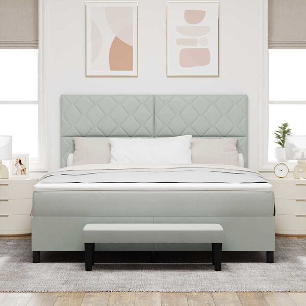 vidaXL Cama Box com colch&atilde;o Cinzento-claro 180 x 200 cm Veludo