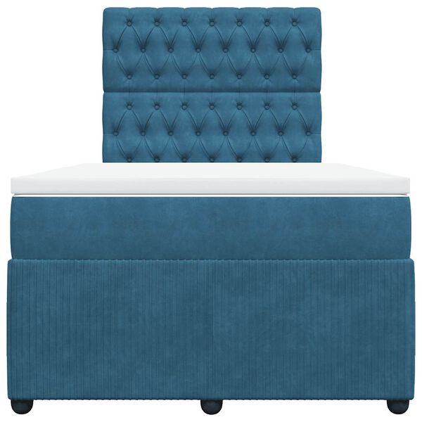 vidaXL Cama boxspring com colch&atilde;o 120x190 cm veludo azul-escuro
