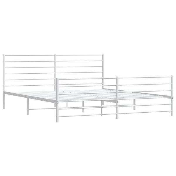 vidaXL Estrutura de cama com cabeceira e p&eacute;s 180x200 cm metal branco