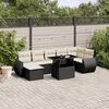 vidaXL 8 pcs conjunto sof&aacute;s de jardim com almofad&otilde;es vime PE preto