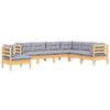vidaXL 7 pcs conjunto lounge de jardim + almofad&otilde;es cinza pinho maci&ccedil;o