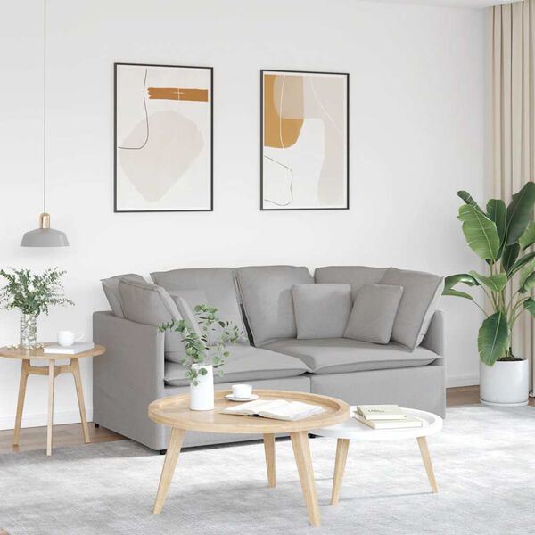 vidaXL Sof&aacute; modular com almofadas tecido cinzento nublado