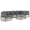 vidaXL 7 pcs conjunto lounge de jardim c/ almofad&otilde;es vime PE antracite