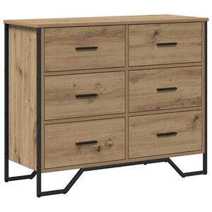 vidaXL Ba&uacute; de Gavetas 6-Gaveta Carvalho Artesanal 91 x 35,5 x 74,5 cm