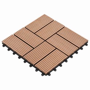 vidaXL Telha de Deck 11 pcs Castanho 30 x 30 cm WPC
