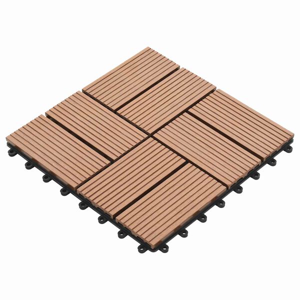 vidaXL Telha de Deck 11 pcs Castanho 30 x 30 cm WPC