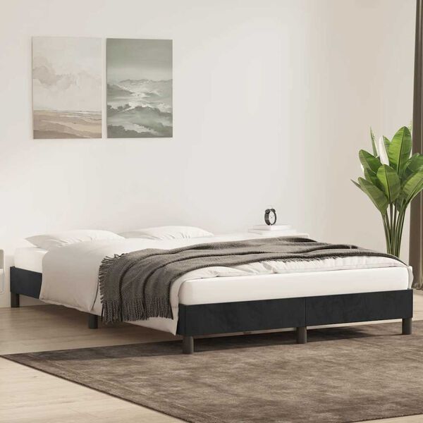 vidaXL Cama sem molas/colch&atilde;o 140x220 cm veludo preto