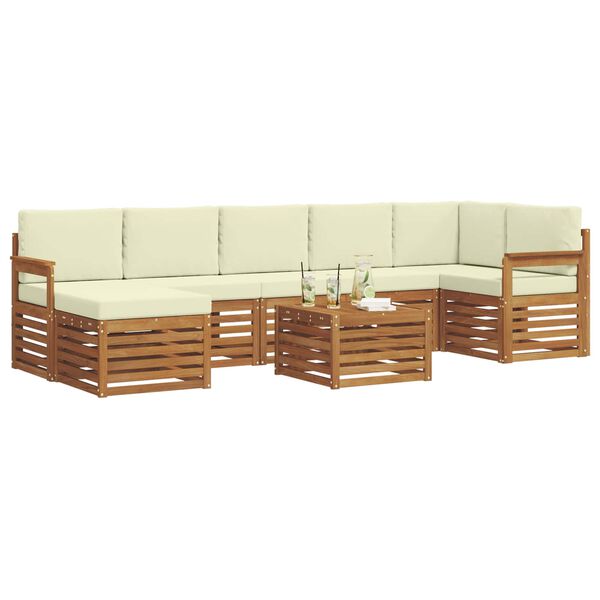 vidaXL Conjunto de Sof&aacute; Sectional com almofada 8 pcs Natural e Creme