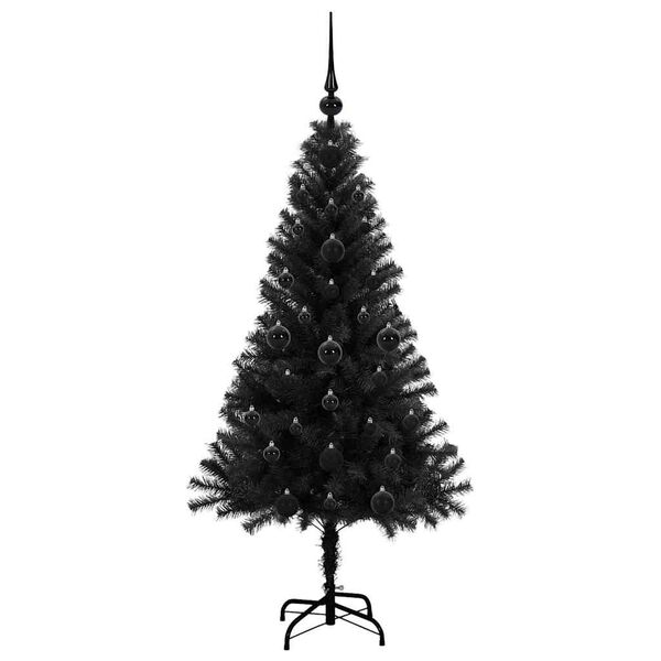 vidaXL &Aacute;rvore de Natal com 150 LEDs com suporte Preto 120 cm PVC