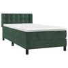 vidaXL Cama com molas/colch&atilde;o 100x200 cm veludo verde-escuro