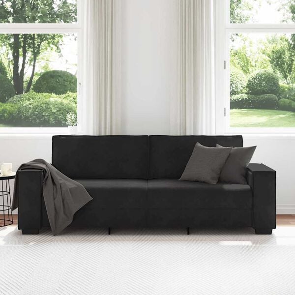 vidaXL Sof&aacute; de 3 lugares 220x78x84 cm veludo preto