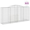 vidaXL Cestos gabi&atilde;o arqueados 25 pcs 300x50x140/160 ferro galvanizado