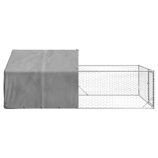 vidaXL Canil exterior para c&atilde;es com corredor 5x2x1,5 m a&ccedil;o galvanizado