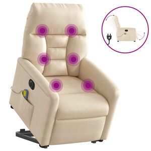 vidaXL Poltrona massagens el&eacute;trica elevat&oacute;ria tecido microfibra bege