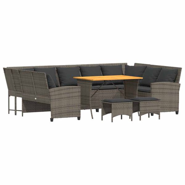 vidaXL 4 pcs conjunto sof&aacute;s de jardim c/ almofad&otilde;es vime PE cinzento