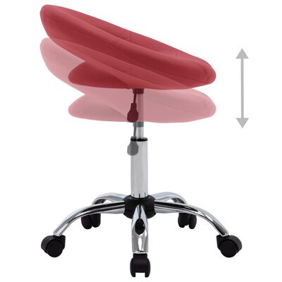 vidaXL Cadeira de trabalho com rodas couro artificial vermelho tinto