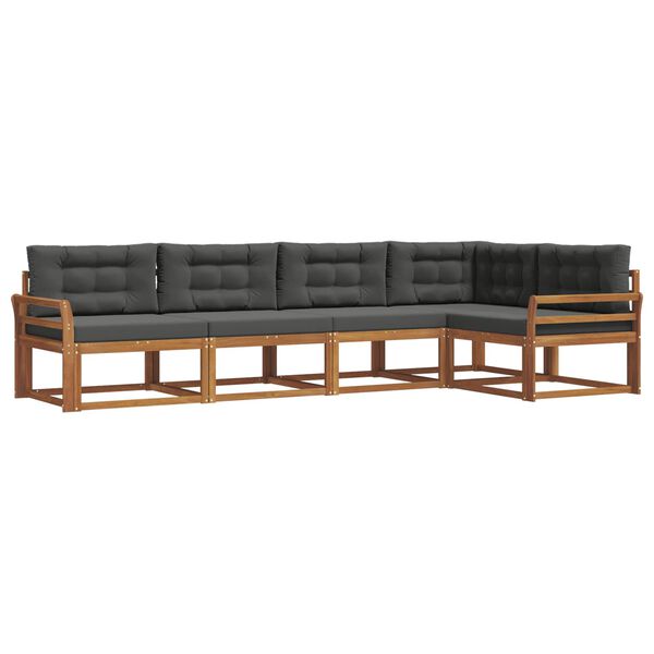 vidaXL Conjunto de Sof&aacute;s para Exterior 5 pcs Natural e Antracite