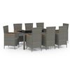vidaXL 9 pcs conjunto jantar exterior c/ almofadões vime PE cinzento
