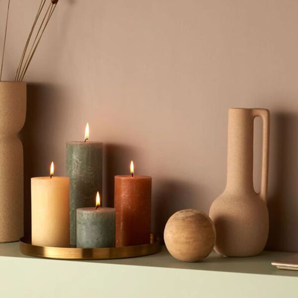 Bolsius Velas r&uacute;sticas cil&iacute;ndricas Shine 4pcs 190x68 mm azeitona fresca