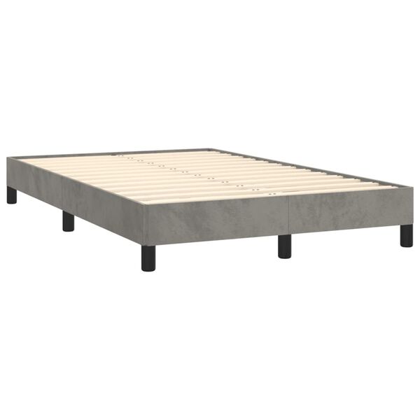 vidaXL Cama boxspring com colch&atilde;o 120x190 cm veludo cinzento-claro