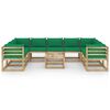 vidaXL Conj. lounge de jardim 10 pcs com almofad&otilde;es pinho impregnado