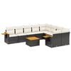 vidaXL 10 pcs conjunto sof&aacute;s de jardim c/ almofad&otilde;es vime PE preto