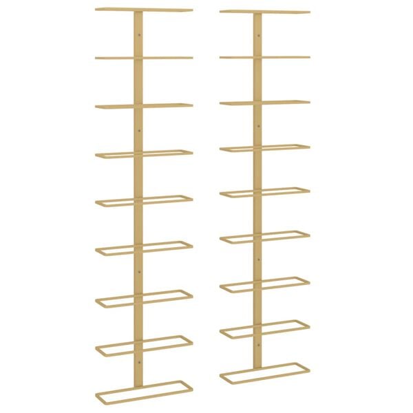 vidaXL Garrafeira de parede para 9 garrafas 2 pcs ferro dourado