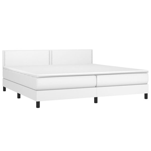 vidaXL Cama com molas/colch&atilde;o 200x200 cm couro artificial branco
