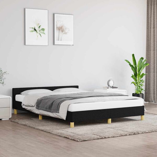 vidaXL Estrutura de cama sem colchão 140x190 cm tecido preto