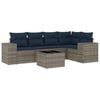 vidaXL Conjunto de sof&aacute; de jardim com 6 pe&ccedil;as e almofadas em rattan sint&eacute;tico cinza
