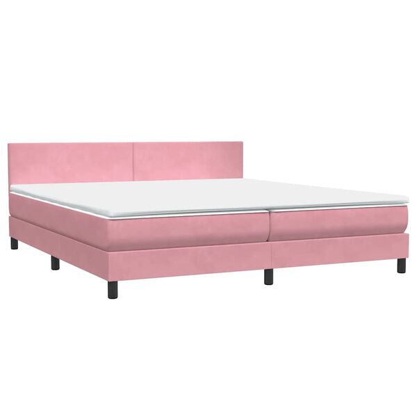 vidaXL Cama com molas/colch&atilde;o 180x210 cm veludo Rosa