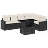 vidaXL 7 pcs conjunto de sof&aacute;s p/ jardim c/ almofad&otilde;es vime PE preto