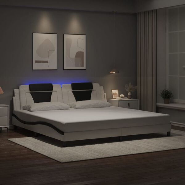 vidaXL Estrutura de cama Viana com LED sem colch&atilde;o 200x200cm branco/preto
