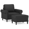 vidaXL Poltrona com apoio de p&eacute;s couro artificial 60 cm preto
