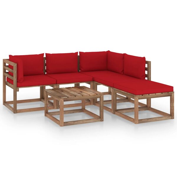 vidaxL 6 pcs conjunto lounge de paletes c/ almofad&otilde;es pinho impregnado