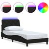 vidaXL Estrutura de cama com LED sem colch&atilde;o 90x200 cm tecido preto