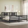 vidaXL Estrutura de cama com cabeceira 200x200 cm madeira maci&ccedil;a preto