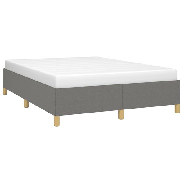 vidaXL Estrutura de cama sem colch&atilde;o 140x190 cm tecido cinzento-escuro