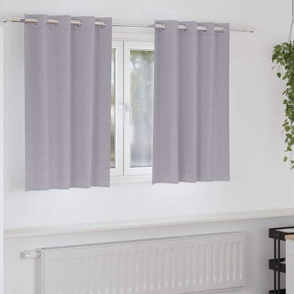 vidaXL Cortinas Blackout com Argolas 2 pcs Cinza Met&aacute;lico 140 x 140 cm