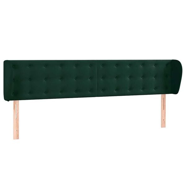 vidaXL Cabeceira de cama c/ abas veludo 163x23x78/88cm verde-escuro