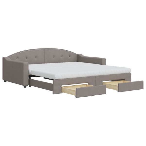 vidaXL Sof&aacute;-cama c/ gavet&atilde;o/gavetas 100x200cm tecido cinza-acastanhado
