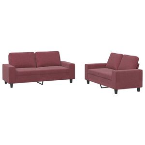 vidaXL 2 pcs conjunto de sof&aacute;s tecido vermelho-tinto