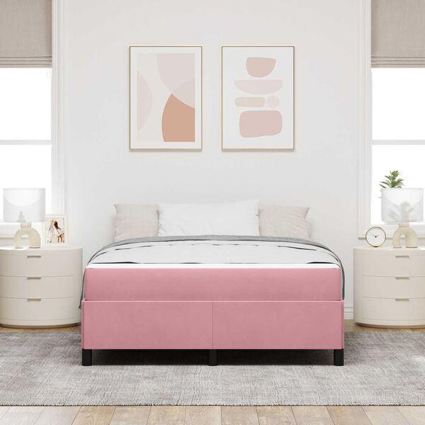 vidaXL Estrutura da Cama com colch&atilde;o Rosa 160 x 200 cm tecido