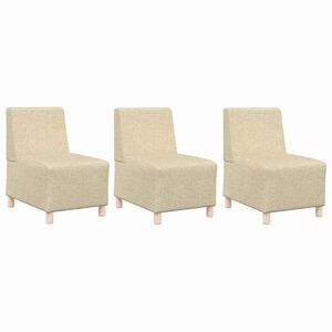 vidaXL Unidade de Sof&aacute; Modular Sem Bra&ccedil;os 3 pcs Creme 55 x 74 x 82 cm