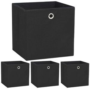 vidaXL Caixas arruma&ccedil;&atilde;o 4 pcs tecido-n&atilde;o-tecido (TNT) 32x32x32cm preto