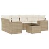 vidaXL 7 pcs conjunto de sof&aacute;s p/ jardim com almofad&otilde;es vime PE bege