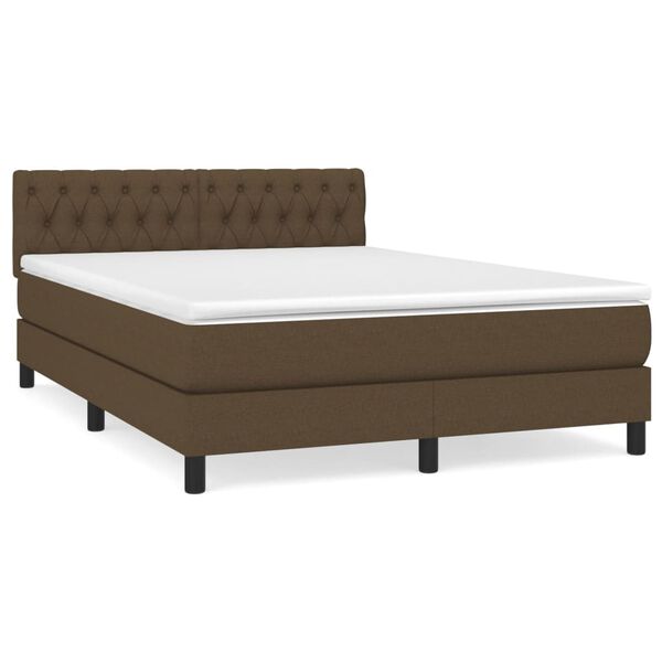 vidaXL Cama com molas/colch&atilde;o 140x190 cm tecido castanho-escuro